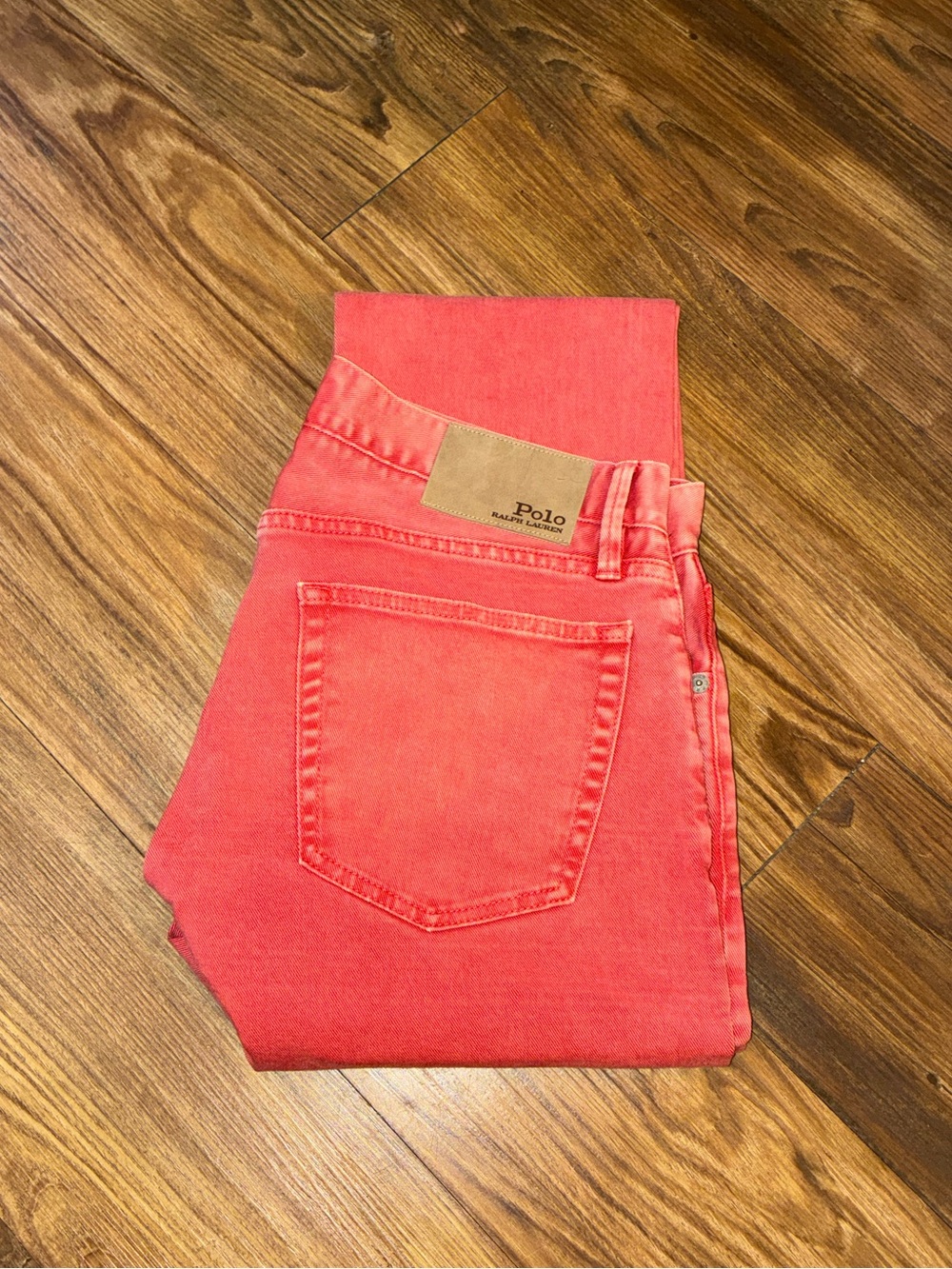 Polo Ralph Lauren Coral Red Garment-Dye Sullivan Slim Stretch Jeans